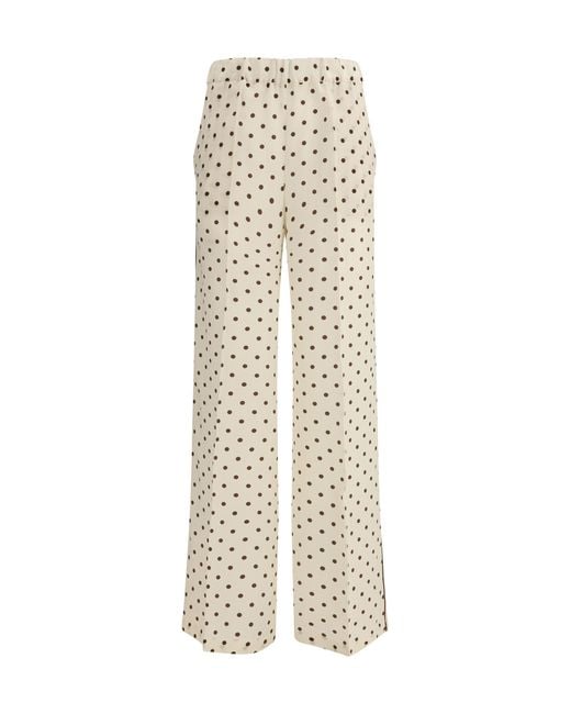 P.A.R.O.S.H. White Polka-Dot Pants Silk