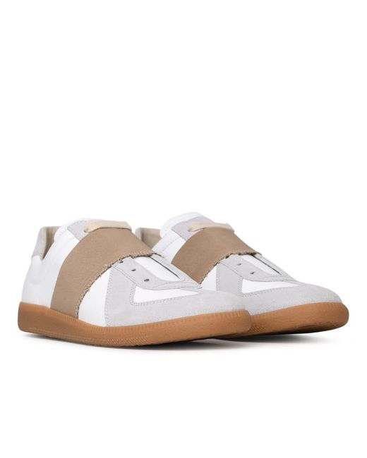 Maison Margiela White Suede And Fabric Sneakers