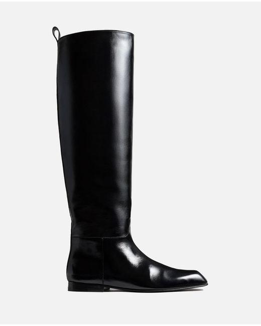 Khaite Black Colt Leather Riding Boots
