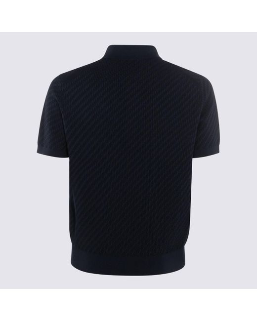 Brioni Black Cotton Blend Polo Shirt for men