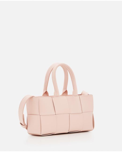 Bottega Veneta Pink East West Mini Arco Leather Tote Bag