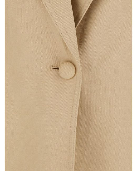 Twinset Natural Jacket With Classic Lapels And Metallic Logo On The Back
