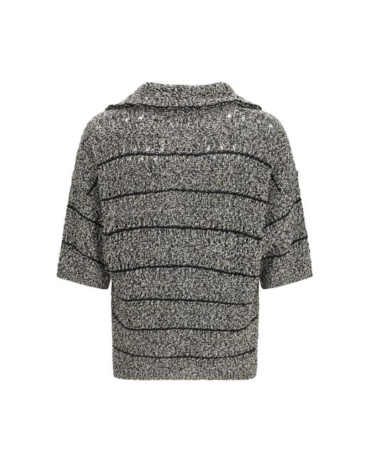 Roberto Collina Gray Mouliné Texture Knit Shirt Cotton; Polyamide for men