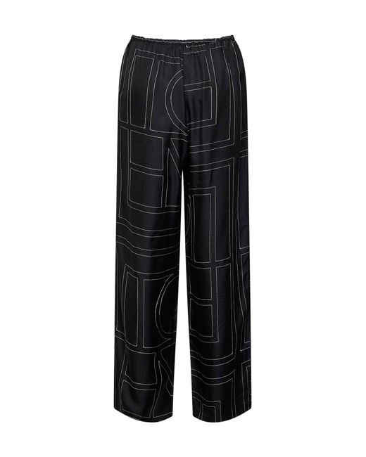 Totême Black Monogram Silk Pj Trousers