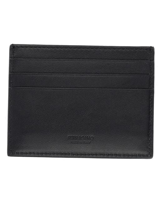 Ferragamo Black Card Holder With Logo Calf Leather Wallets & Purses for men