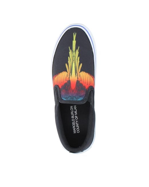 Marcelo Burlon Blue Icon Wings Logo Slip-On Sneakers Shoes for men