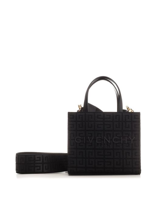 Givenchy Black G-tote Mini Leather-trimmed Canvas-jacquard Tote