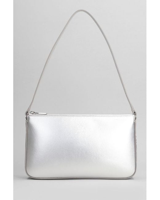 Christian Louboutin White Loubila Shoulder Bag In Silver Leather
