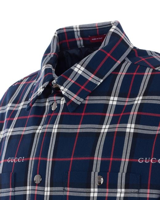 Gucci Blue Tartan Padded Jacket for men