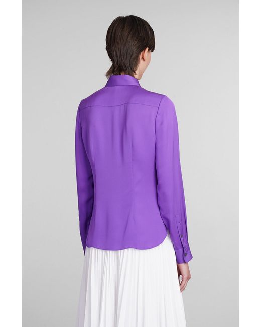 Theory Purple Shirt In Viola Silk