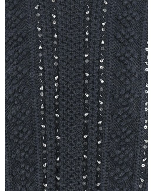 Jil Sander Blue Wool Sweater With Sequins