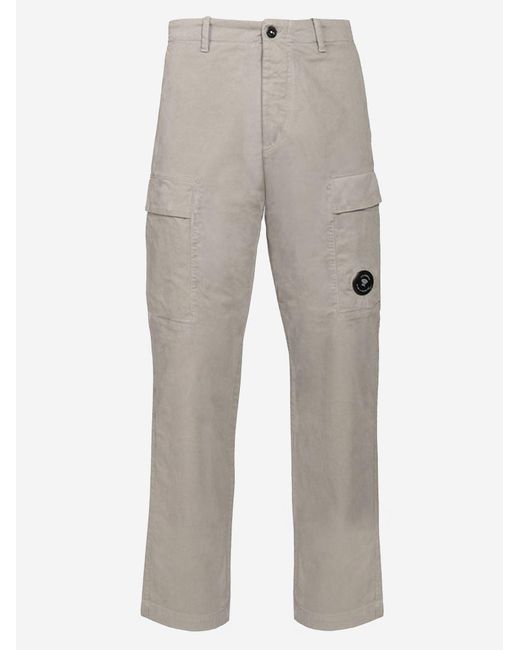 C P Company Gray Cotton-Blend Cargo Trousers for men