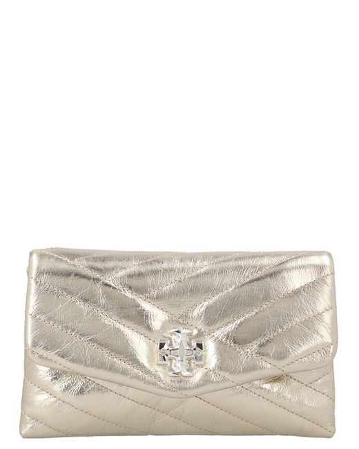 Tory Burch Leather Kira Chevron Metallic Wallet On Chain Save 9