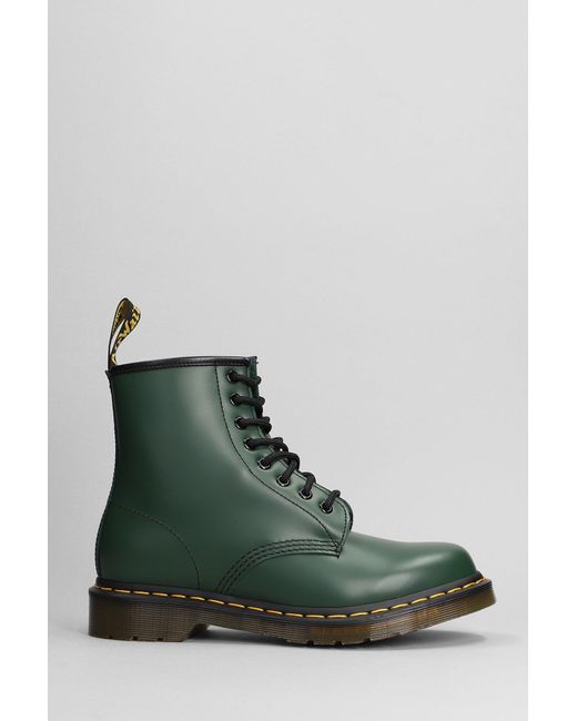 Dr. Martens 1460 Combat Boots In Green Leather