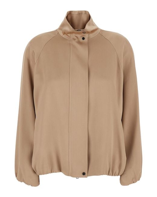 Antonelli Natural Grace Jacket With Front Closure And Acetate Viscose Pockets For Outerwear