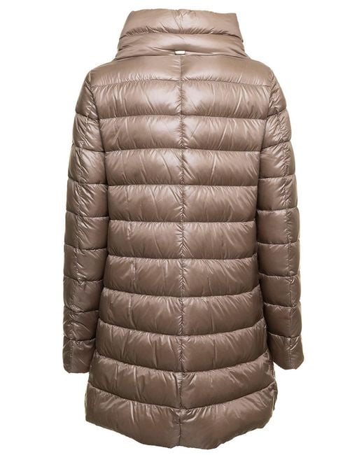 Herno Brown Down Jacket Amelia Polyamide Puffer