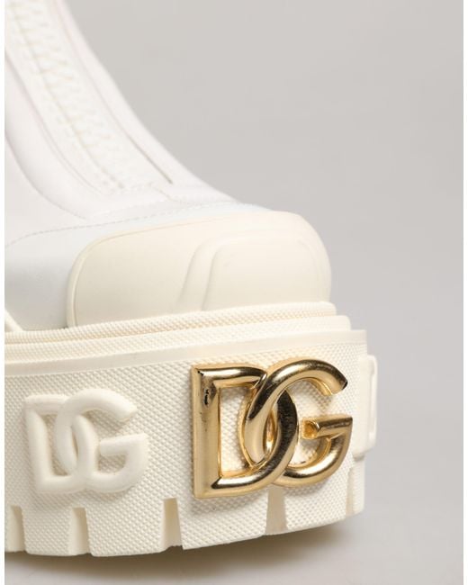 Dolce & Gabbana Natural Leather Rubber Logo Ankle Boots Shoes