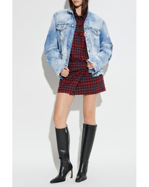 Off-White c/o Virgil Abloh Red Plaid Corduroy Dress