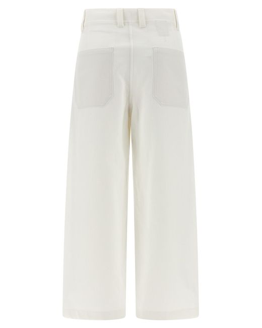 Brunello Cucinelli White Wide Trousers