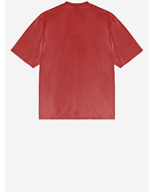 Balenciaga Red Cotton T-Shirt With Logo Print T-Shirts for men