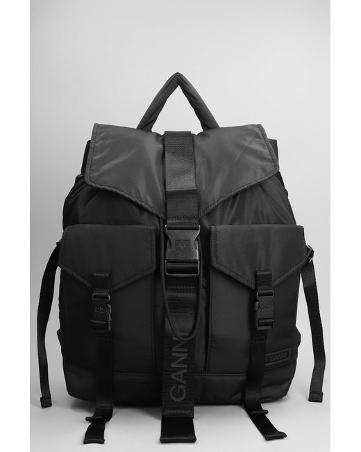 Ganni Backpack In Black Polyester