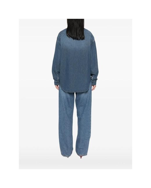 Frankie Shop Blue Shirt Deira Washed Cotton