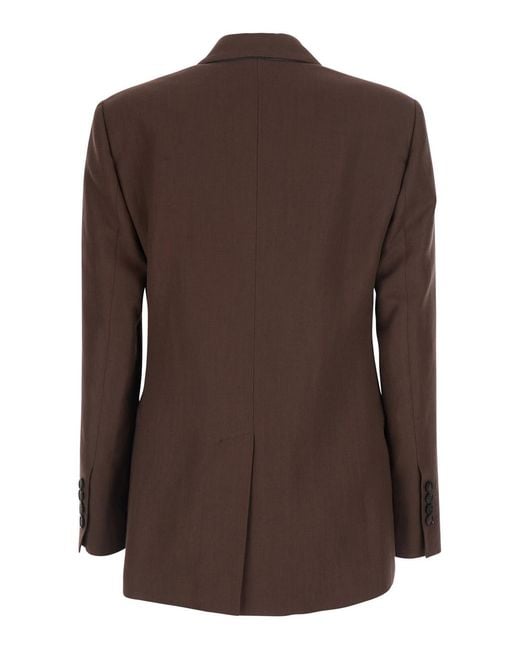 Brunello Cucinelli Brown Jacket Double-Breasted Viscose Blend Blazers