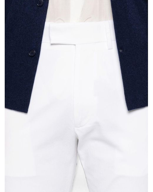 Tom Ford White Stretch Cotton Chino Trousers With Logo Patch On The Back for men