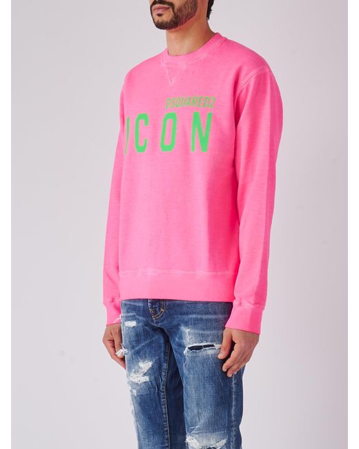 DSquared² Pink Be Icon Cool Fit Tee Crewneck Sweatshirt for men