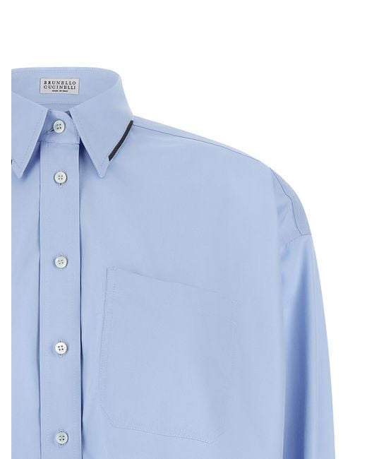 Brunello Cucinelli Blue Cotton Blouse