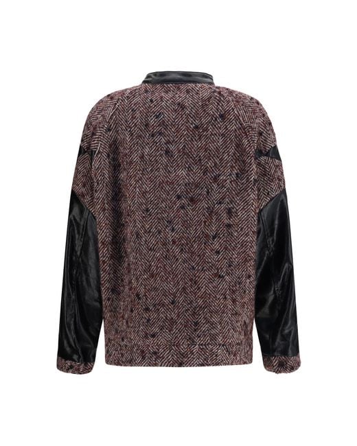 Kristina Ti Brown Virgin Wool Blend Jacket With Leather Sleeves