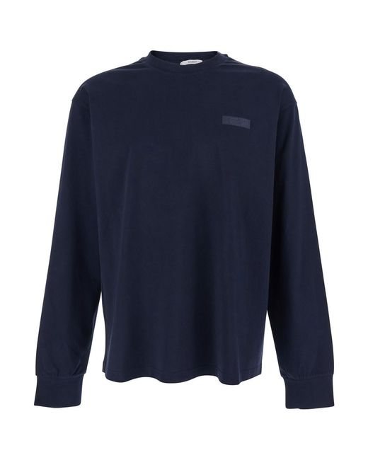 Givenchy Blue Long-Sleeved T-Shirt With Chest Logo Patch for men