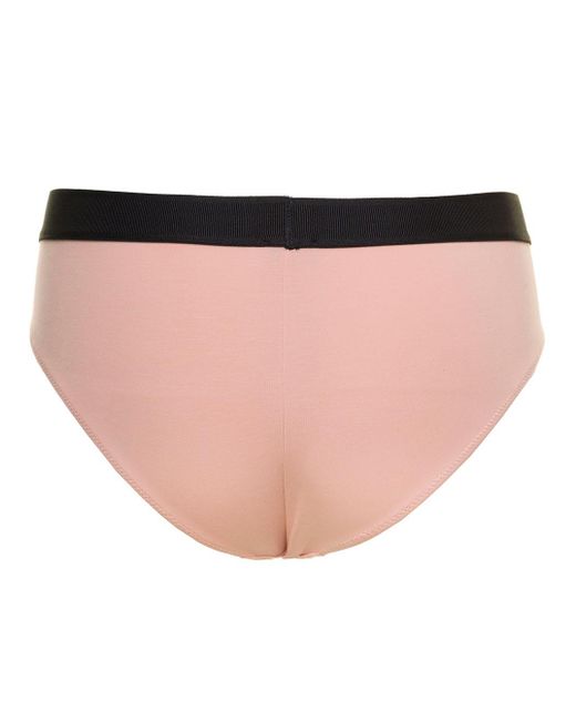 Tom Ford Natural Ignature Boy Short' Beige Briefs With Logo Waistband In Stretch-jersey