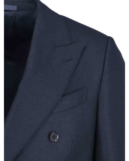 Caruso Blue Norma Double-Breasted Jacket for men