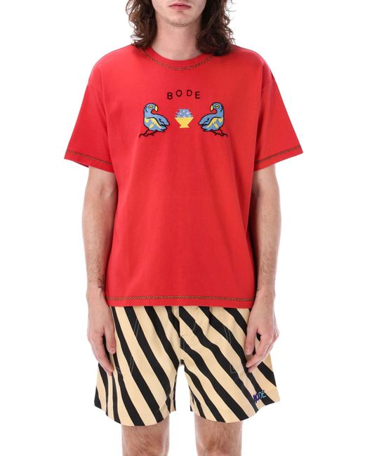 Bode Red Twin Parakeet T-Shirt for men