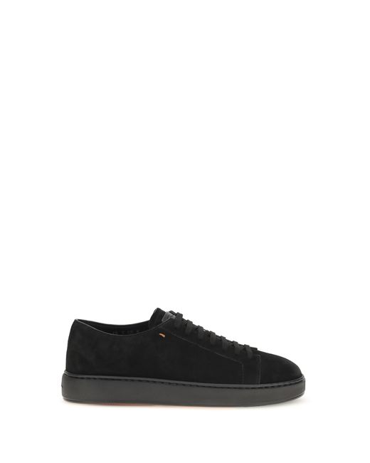 Santoni Black Suede Sneakers for men