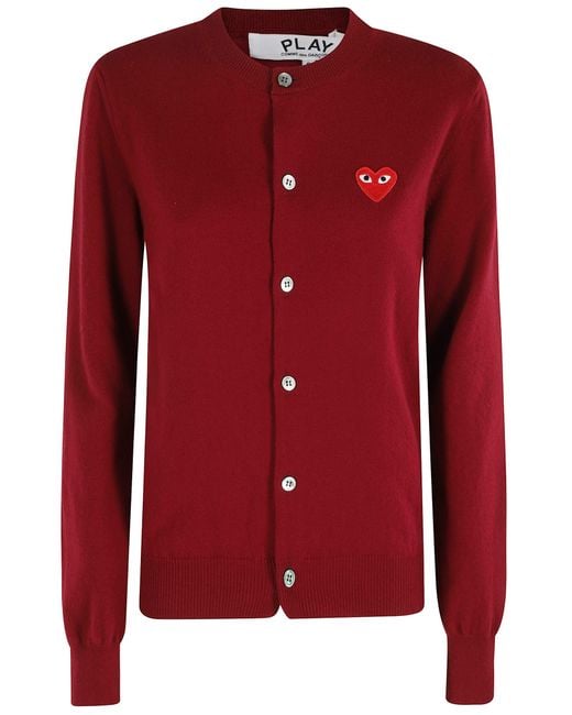 COMME DES GARÇONS PLAY Red Round Neck Cardigan Emblem