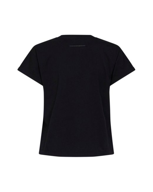 MM6 by Maison Margiela Black T-Shirt Cotton Jersey T-Shirts & Jerseys