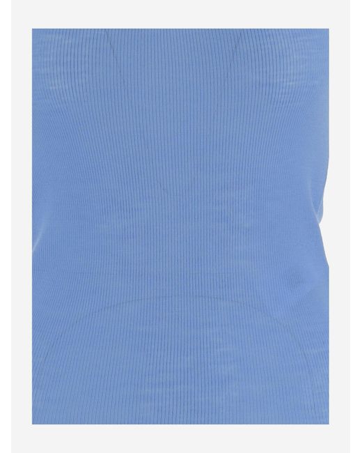 Versace Blue Wool Top Tops