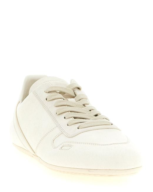 Rick Owens White Lamb Leather Low Top Sneakers for men