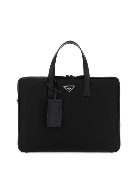 Prada Black Nylon Brief Case for men