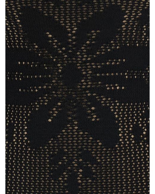 Twinset Black Long Dress Knitted With V-Neck And Sleeves Viscose Polyamide