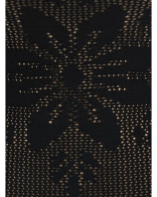 Twinset Black Long Dress Knitted With V-Neck And Sleeves Viscose Polyamide