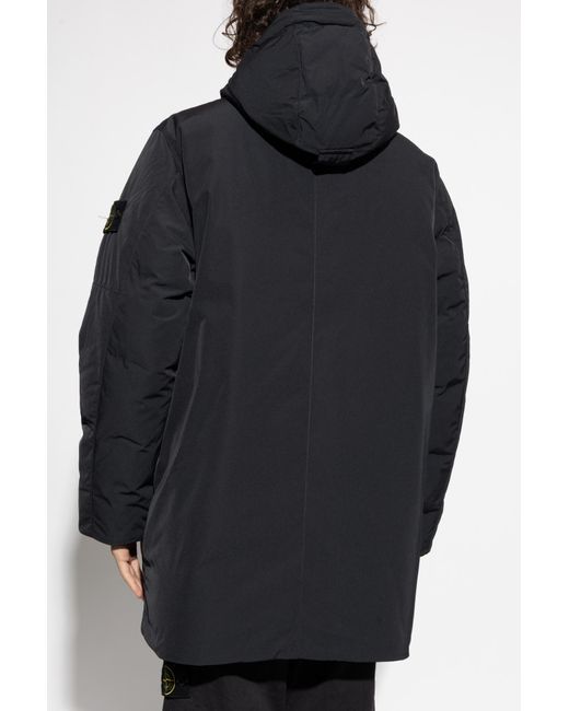Stone Island Black Down Jacket Micro Twill for men