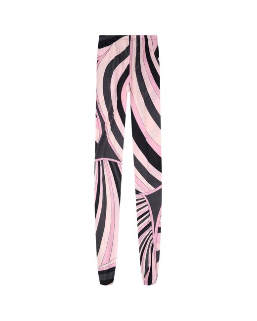 Emilio Pucci Pink Sheer Tights With Abstract Print