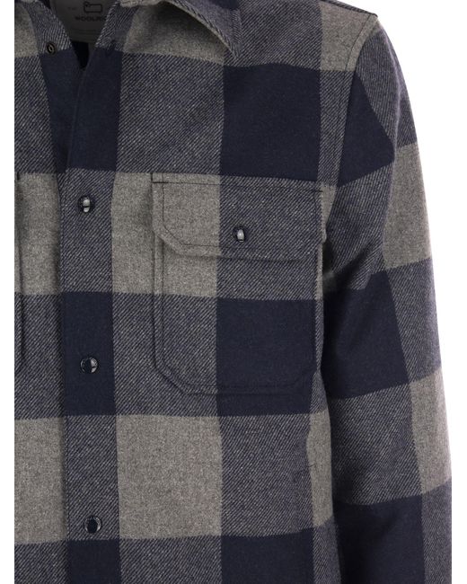 Woolrich Black Checked Buttoned Overshirt for men