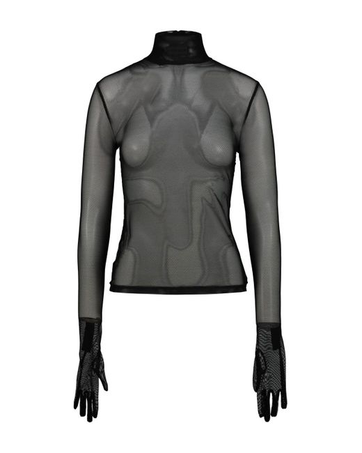 Vetements Black Mesh Styling Top Whit Gloves