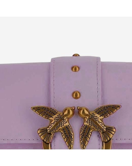 Pinko Purple Shoulder Bag Love One Pocket Leather