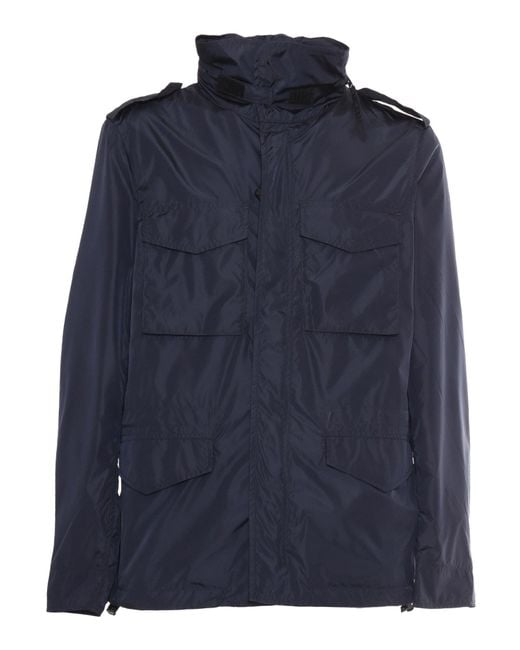 Aspesi Blue Utilitarian Vento Jacket With High Collar for men