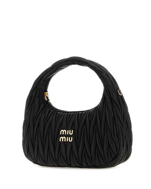 Miu Miu Black Nappa Leather Miu Wander Handbag